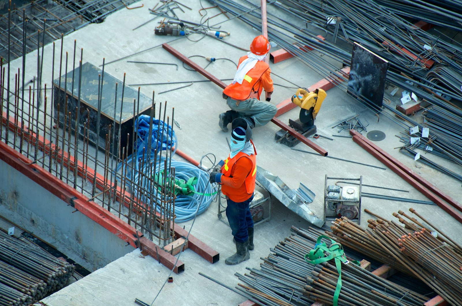 Trades working on a residential construction site